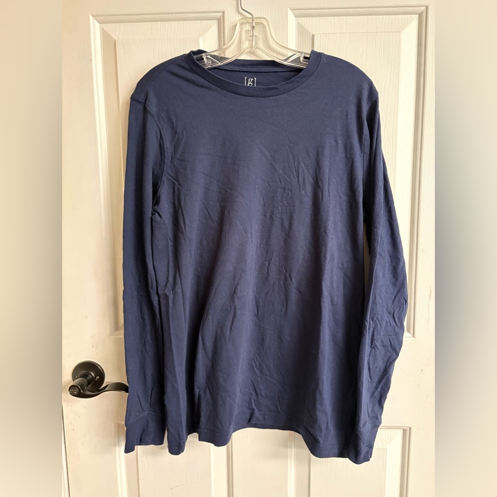 George Men's Navy Long Sleeve Pajama Shirt Size M